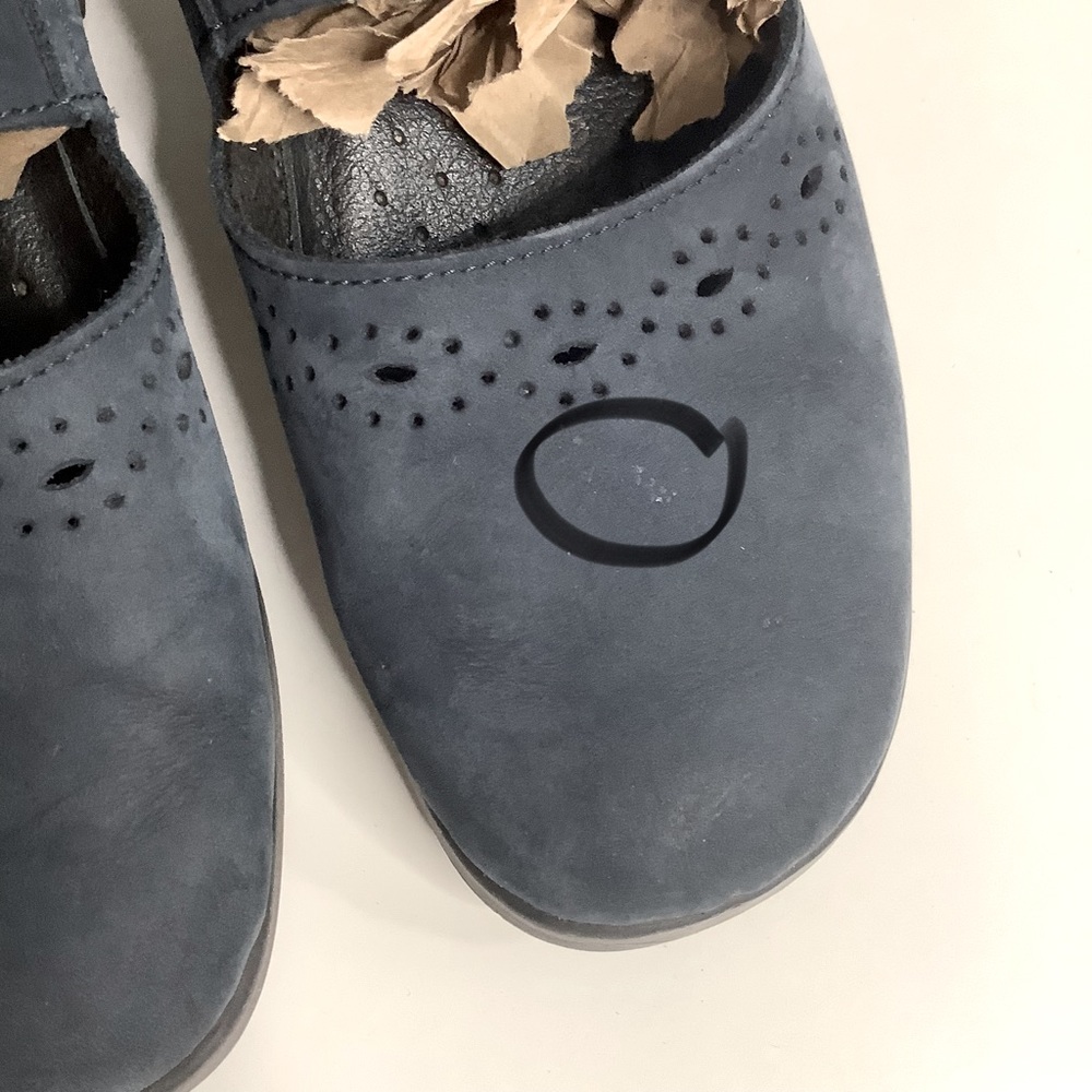Fly Flot Blue Anatomic Italian Anti-Shock Mary Jane Mules Women 7.5-8/ EUR 38 - Picture 9 of 10